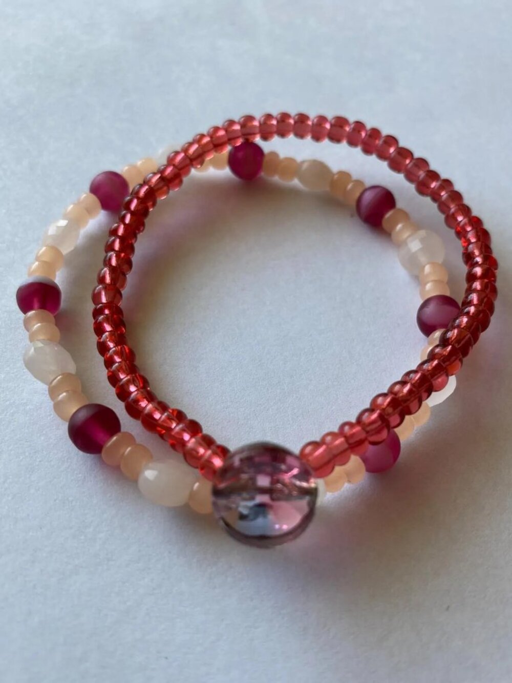 Pair of Czech Pink Glass Bracelets